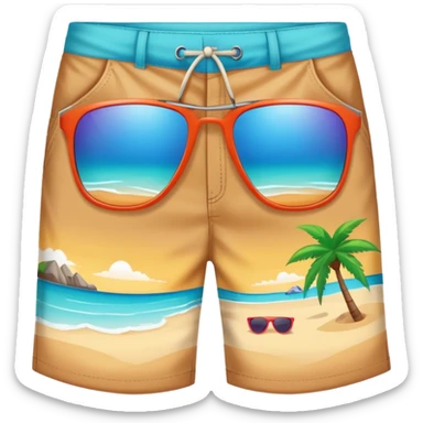 colorful bermuda shorts and sunglasses for beach sticker