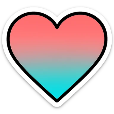 gradient heart icon with clean lines, modern icon style, coral and turquoise gradient, no text sticker