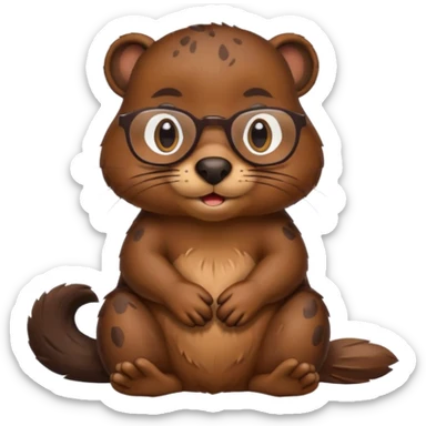 spectacled beaver with clotches sticker
