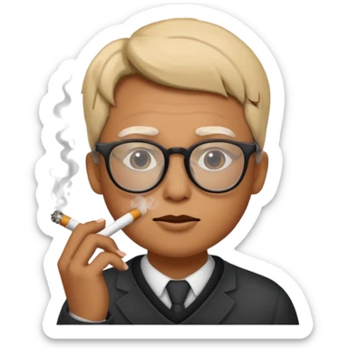 Una cara fumando y usando lentes  sticker