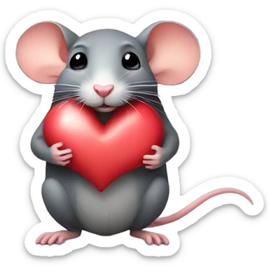 A rat embraces the heart sticker