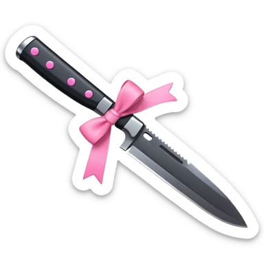 black knife with little pink bows around it sticker
