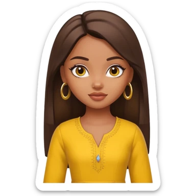 a pretty bratz dusky girl with yellow kurti on sticker