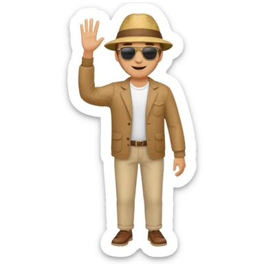 man full body waving sticker