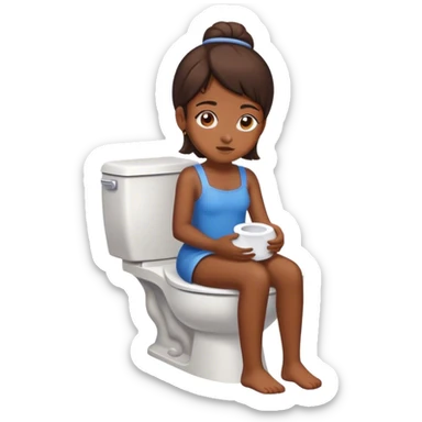 Girl sitting on toilet sticker