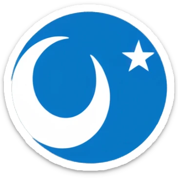 Uyghur flag, blu background, white star and wite crescent sticker