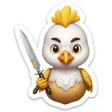 little chicken holding knive sticker