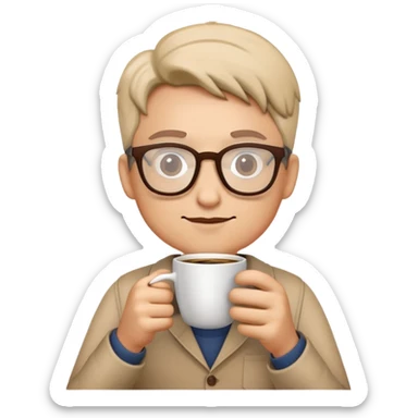 Coffee beige cup and glasses sticker
