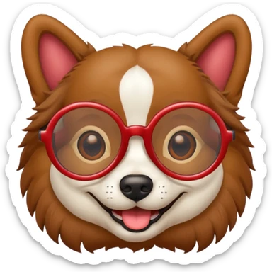 dog wearing red oval glasses sticker
