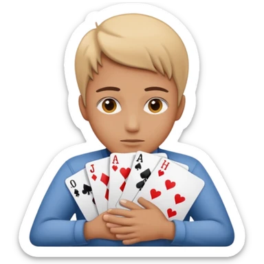 poker face emoji with a blank expression, offering a warm hug, soft colors sticker