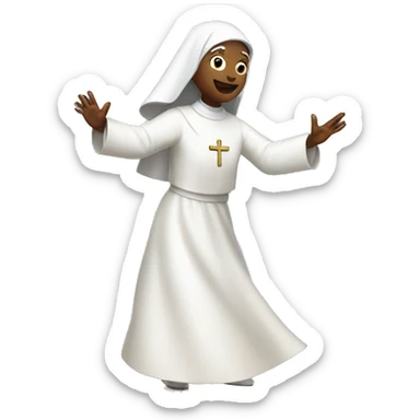 white Nun dancing  sticker