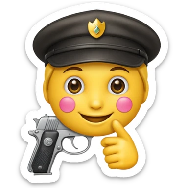 Un emoji con una gorra y una pistola en la mano sticker
