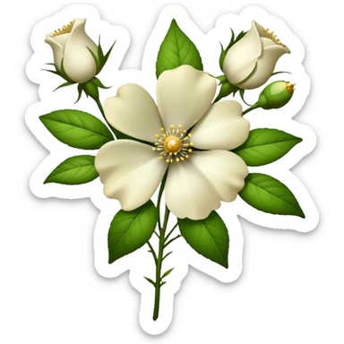 bouquet Cherokee rose, luxuriant, stem, leaf, bud sticker