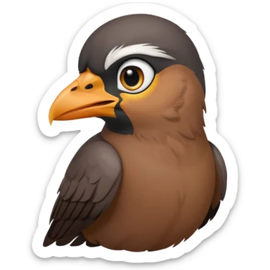 A sad common myna bird cute emoji sticker