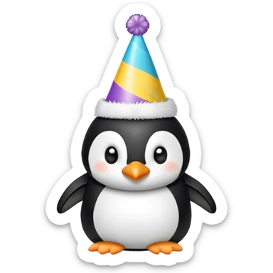 penguin stuffed animal with party hat sticker