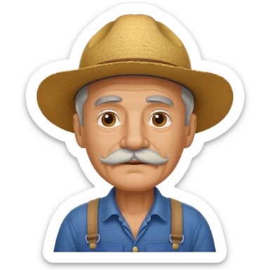 old man wear with mustache wearing farmer's uniform  sticker