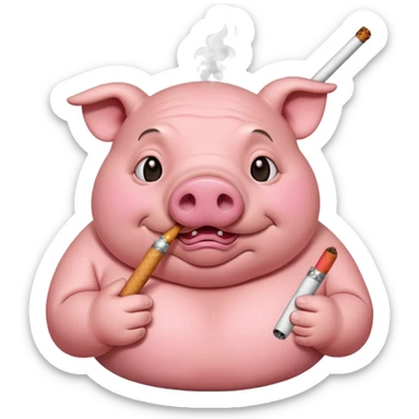 Fat pig with cigarette  sticker