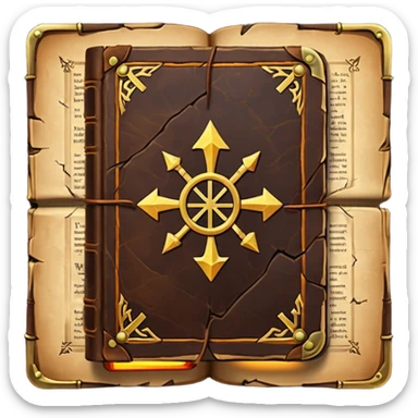Spell Book – Old leather book with glowing runes and bookmarks sticker