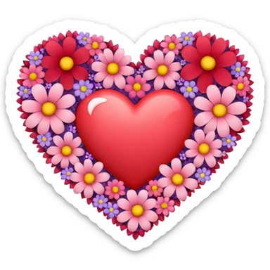 a heart made of flowers sticker