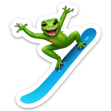 Lizard doing a backflip on a snowboard sticker
