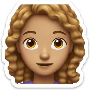 wavy girl with light brown hair and hazel eyes with freckles sticker