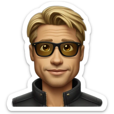 cara de hombre mayor como brad pitt con gafas negras de solegras de sol sticker