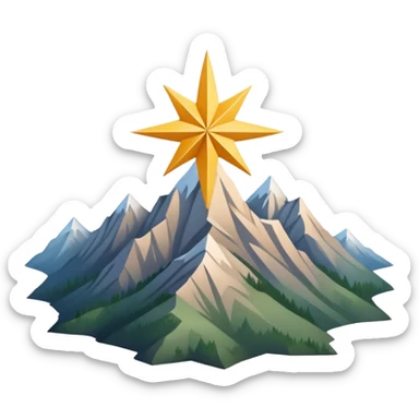 simple eight-pointed star with wide points, with only a basic mountain silhouette on it sticker