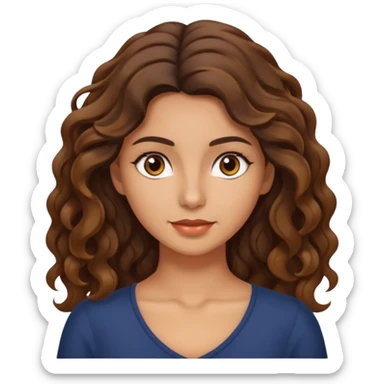 Morena com cabelo ondulado nas pontas  e de pelo um pouco bronzeada sticker