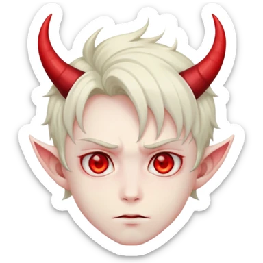 Anime devil boy with horns and red eyes sticker