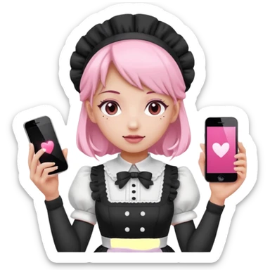 mix light pink dark pink and white girly phone maid sticker