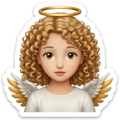 Angel girl with blondish brown curly hair and hazel eyes sticker