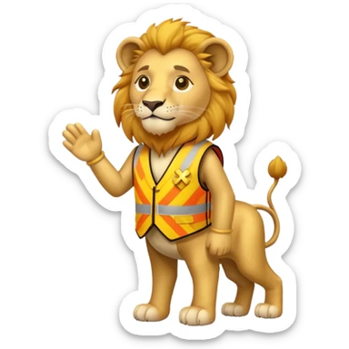 Lion with a cross walk vest on sticker