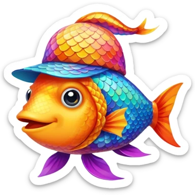 poisson avec chapeau sticker