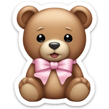 Teddy bear with light pink bow  sticker