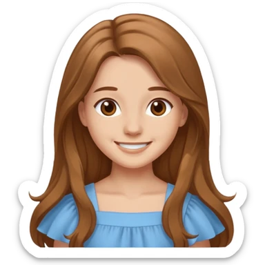 GloomyKassie light brown long hair, brown eyes, light blue dress sticker