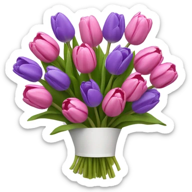 pink and purple tulips bouquet  sticker