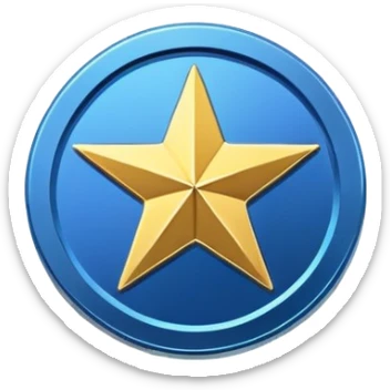 Blue coin with a star symbol in the middle with text inside of it saying "NEL" sticker