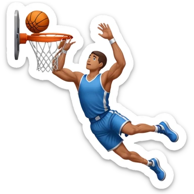 an arm dunking a basketball into a hoop sticker