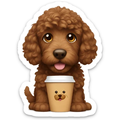 Brown doodle with pup cup sticker