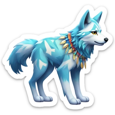Colorful Shiny Fionbri-Falvie-sparkle-wolf-sona with tribal markings full body sticker