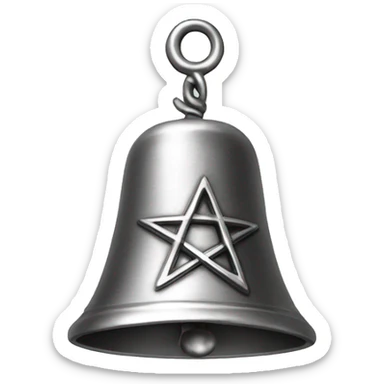 Silver hand bell with a pentagram on it   sticker