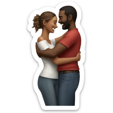 Hyper Realistic beautiful model couple hug with warm smiles sticker