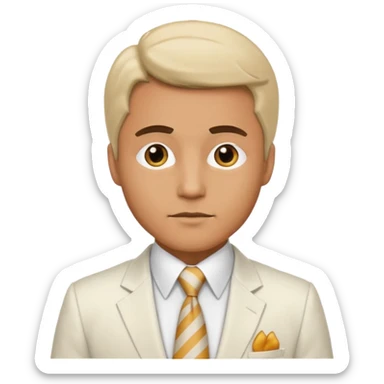 victoria man in 1980's, white suit sticker