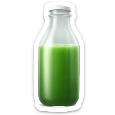 aesthetic green juice in tall clear drink bottle with white lid realistic soft textures sticker