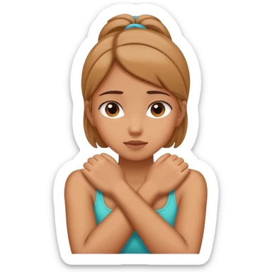 girl grabbing her neck with her hands crossed  sticker