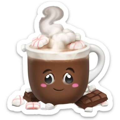 Steamy hot chocolate with cream and marshmallows  sticker
