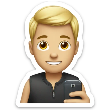 Boy with smartphone  sticker