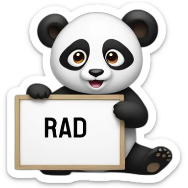 Panda holding a sign that says raid sticker