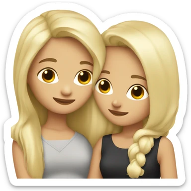 Brunette hair friend hugging a blonde hair friend  sticker