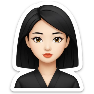 Dark eyes, Vietnamese asian beauty, pretty bratz baddie, black eyeliner, black hair sticker